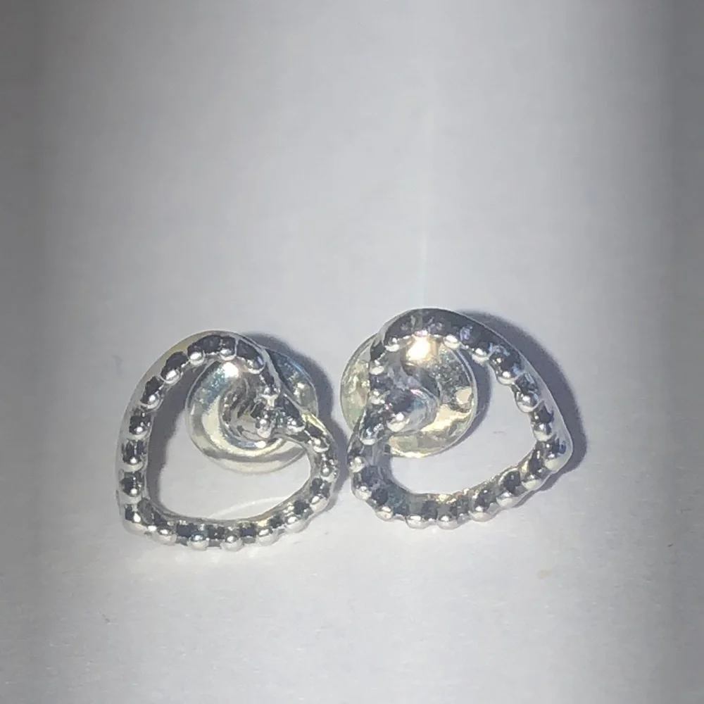 Elegant Silver Tone Dainty Boho Heart Stud Earrings
